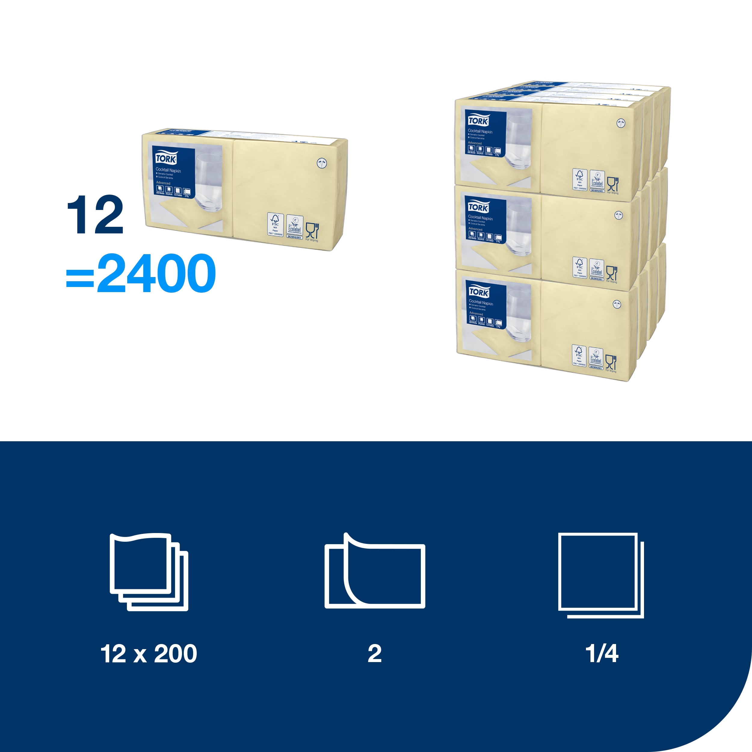 Tork szalvéta Advanced -koktél- 24/2 pezsgő (12x200 db/#) - Image 4