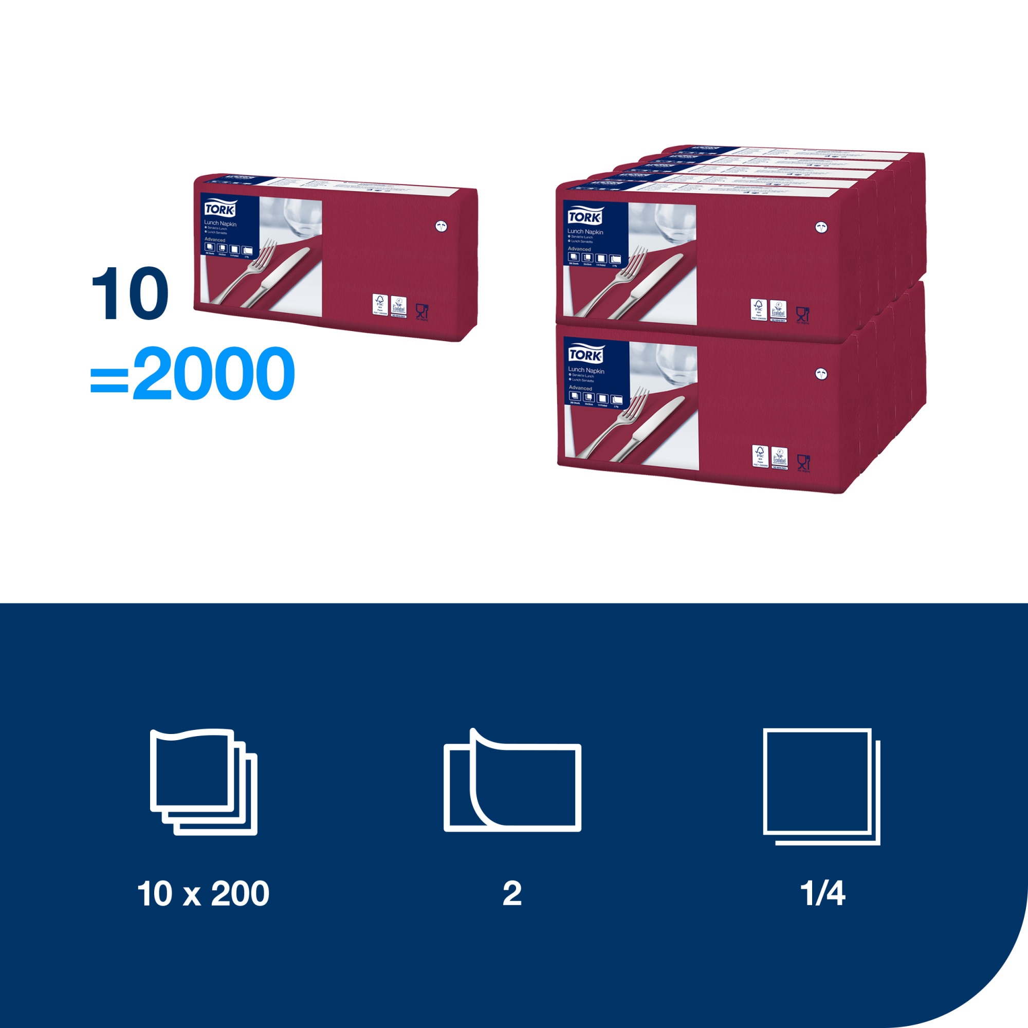 Tork szalvéta Advanced 33/2 bordó (10x200 db/#) - Image 12