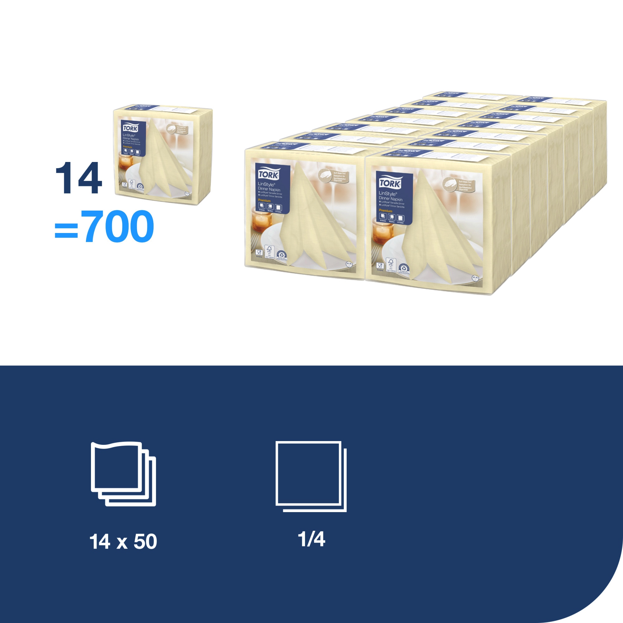Tork szalvéta Linstyle -premium, textilutánzatú- PEZSGŐ - komposztálható (39/1, 14x50 db/krt) - Image 10