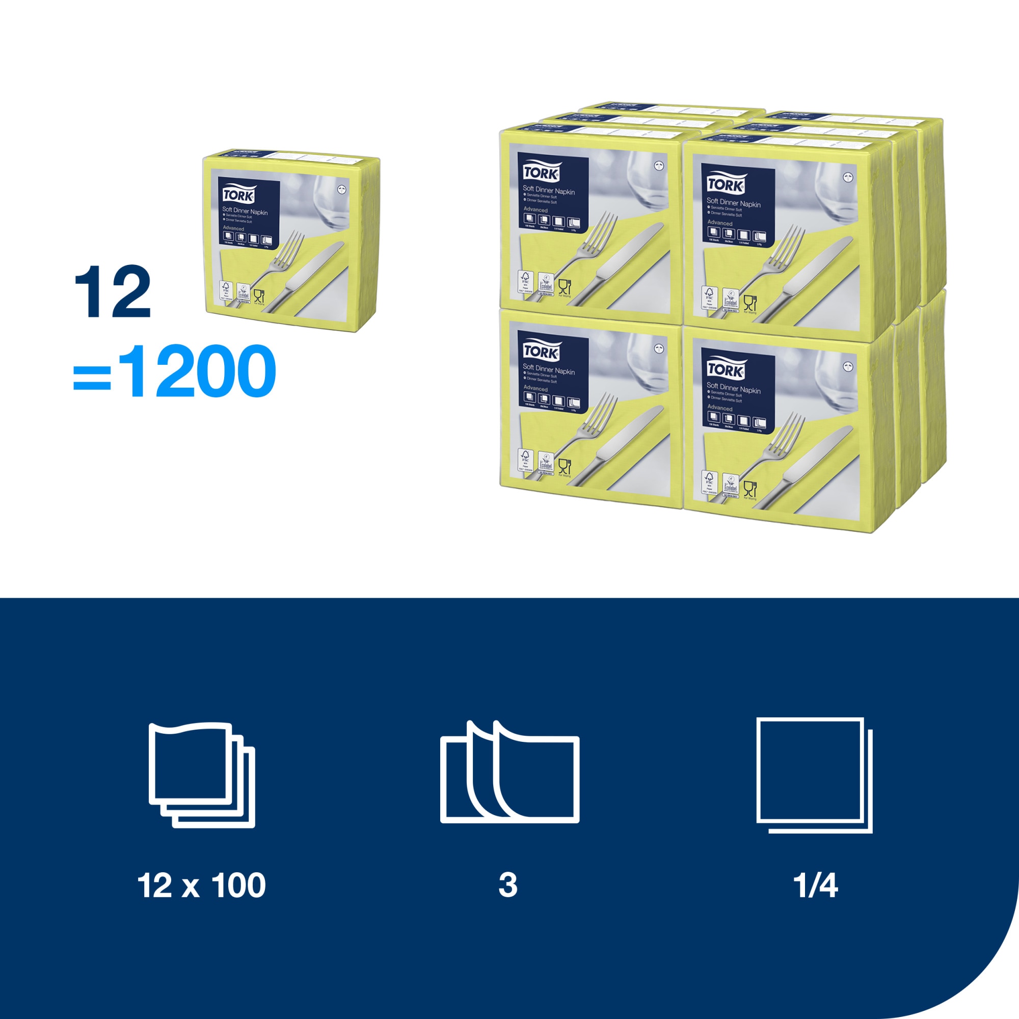 Tork szalvéta Advanced 40/3 lime (12x100 db/#) - Image 11