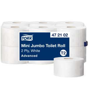 Tork toalettpapír mini Jumbo Advanced (T2) (2 rétegű, fehér, 180 m, 12 tek/#)