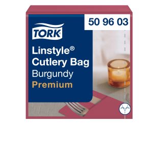 Tork szalvéta Linstyle szervízszalvéta -premium, textilutánzatú- BURGUNDI (39/1, 12x50 db/krt)