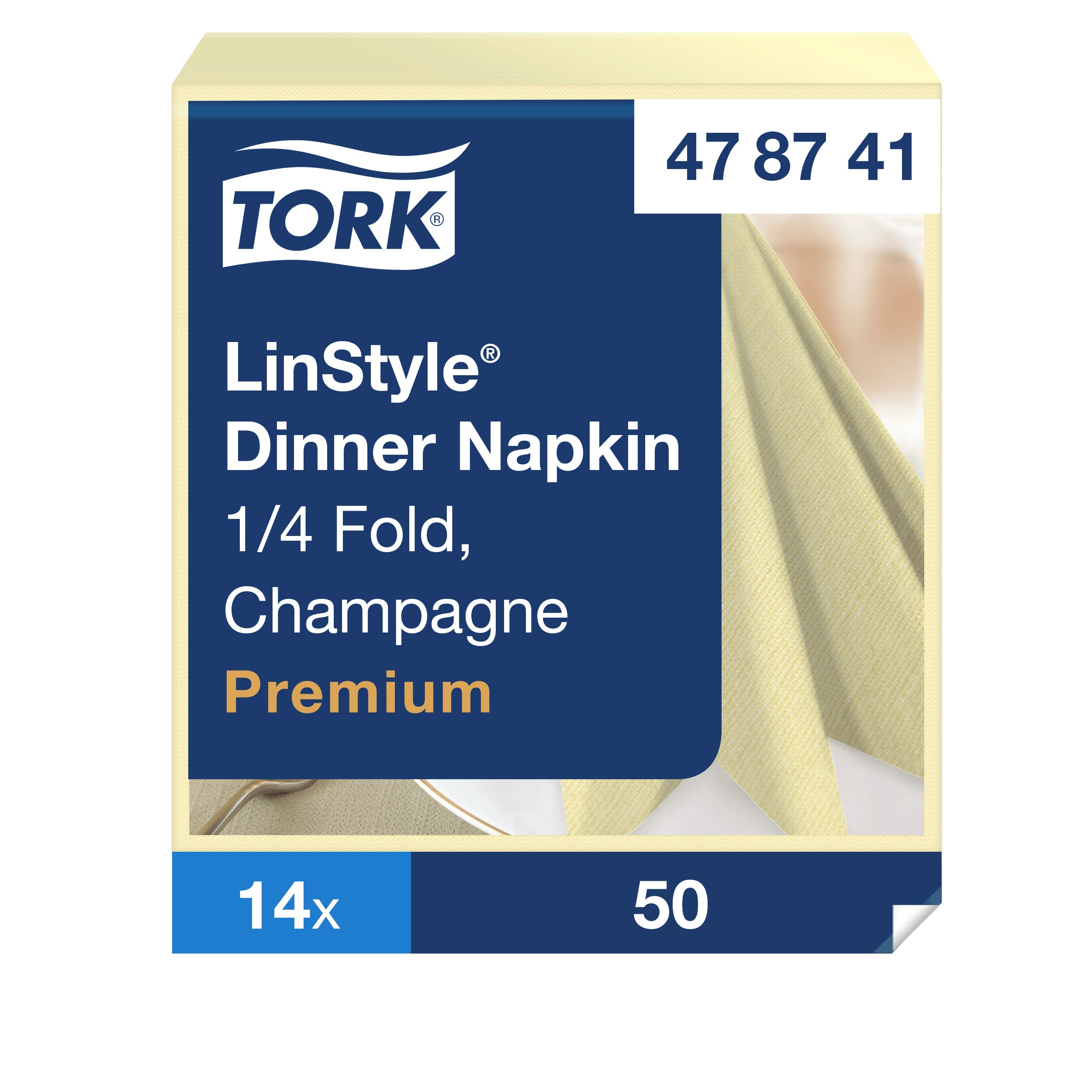 Tork szalvéta Linstyle -premium, textilutánzatú- PEZSGŐ - komposztálható (39/1, 14x50 db/krt) - Image 2