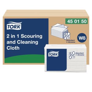 Tork 2 in 1 súroló- és tisztítókendő, 1 rétegű  (45db/csg, 8csg/#) (W8)