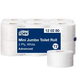Tork toalettpapír mini Jumbo Advanced (T2) (2 rétegű, fehér, 170 m, 12 tek/#)