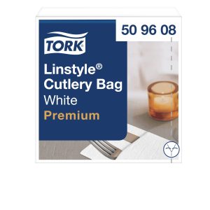 Tork szalvéta Linstyle szervízszalvéta -premium, textilutánzatú- FEHÉR - komposztálható (39/1, 14x50 db/krt)