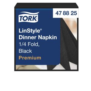 Tork szalvéta Linstyle -premium, textilutánzatú- FEKETE (39/1, 14x50 db/krt)