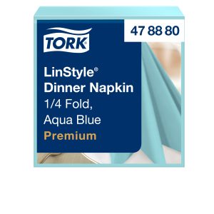 Tork szalvéta Linstyle -premium, textilutánzatú- TENGERKÉK (39/1, 12x50 db/krt)