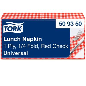 Tork szalvéta Decor 33X33/1 -Piros kockás- (8x400 db/#)