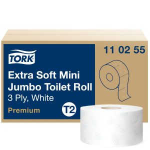 Tork toalettpapír mini Jumbo Premium extra soft (T2) (3 rétegű, fehér, 120 m, 12 tek/#)